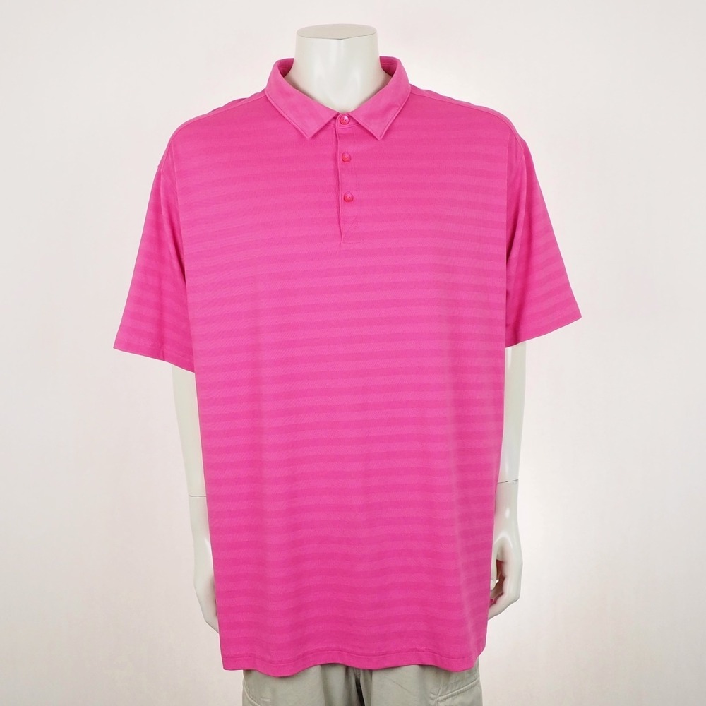 Cutter & Buck CB DryTec Golf Polo Shirt Mens 3XB Pink Cotton Tech Blend 50 UPF+